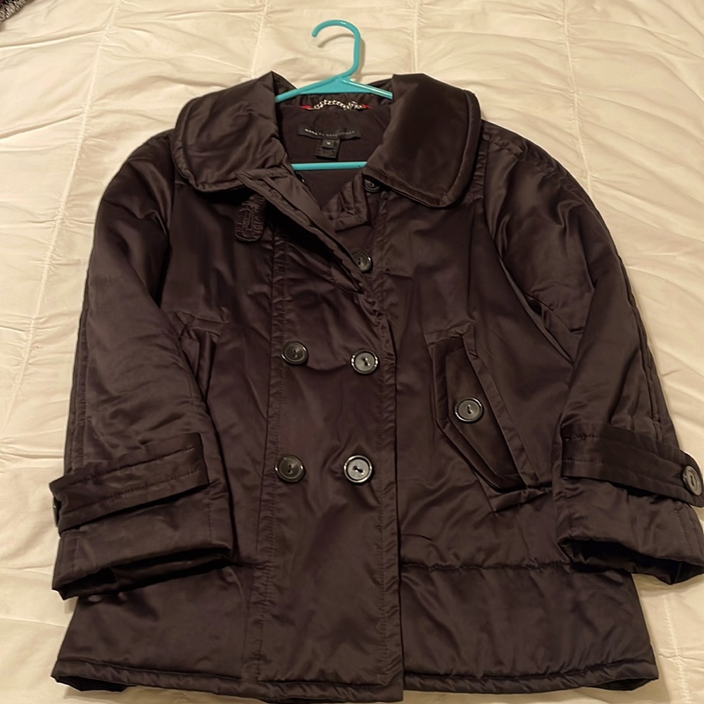 Marc Jacobs 3/4 length sleeve satin puffer peacoat